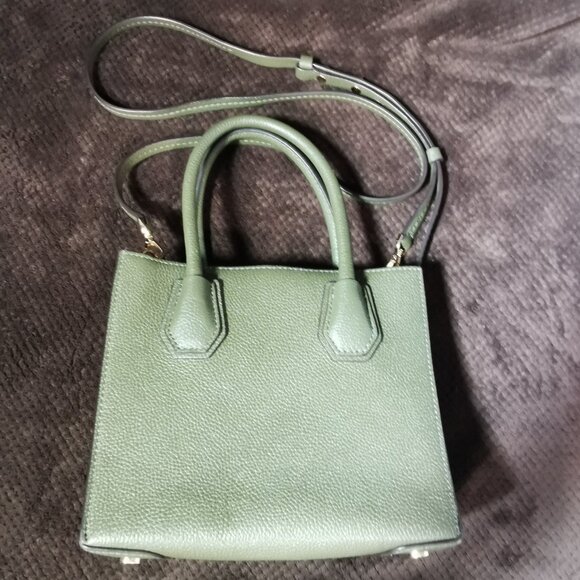 Olive/Gold Pebbled Leather Satchel/Crossbody EUC # 250 - Picture 12 of 14